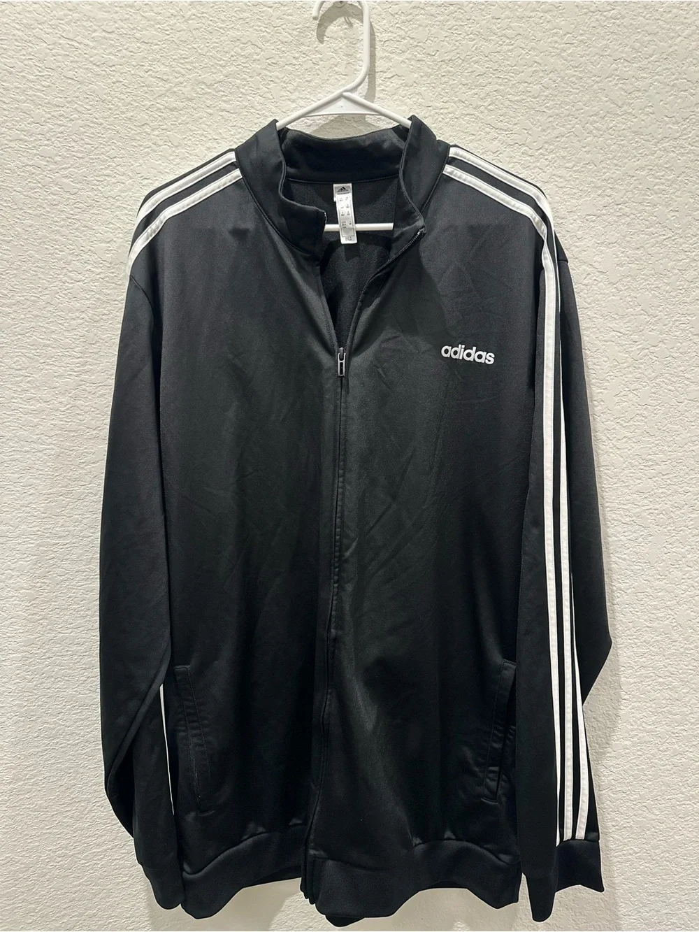 adidas Black Track‎ Jacket with White Three-Stripes